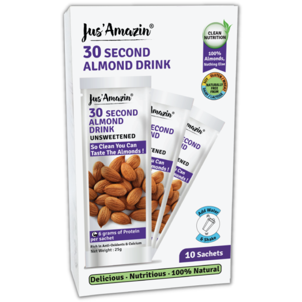 jus amazin 30 second almond drink unsweetened 10x25g sachets product images orvmdxsiqsn p591365435 0 202205162012